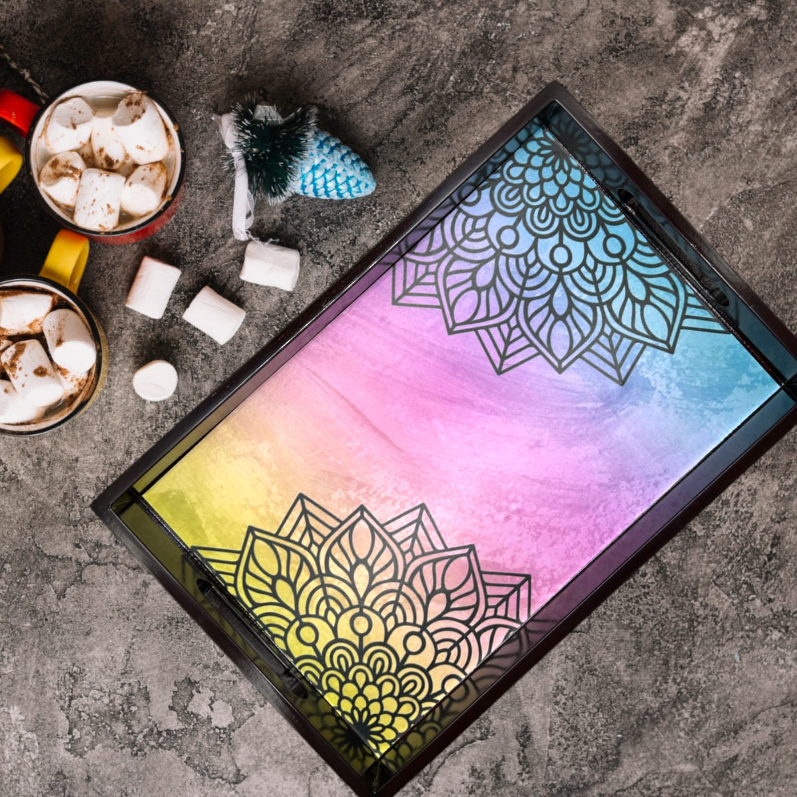 Wooden Mandala Tray